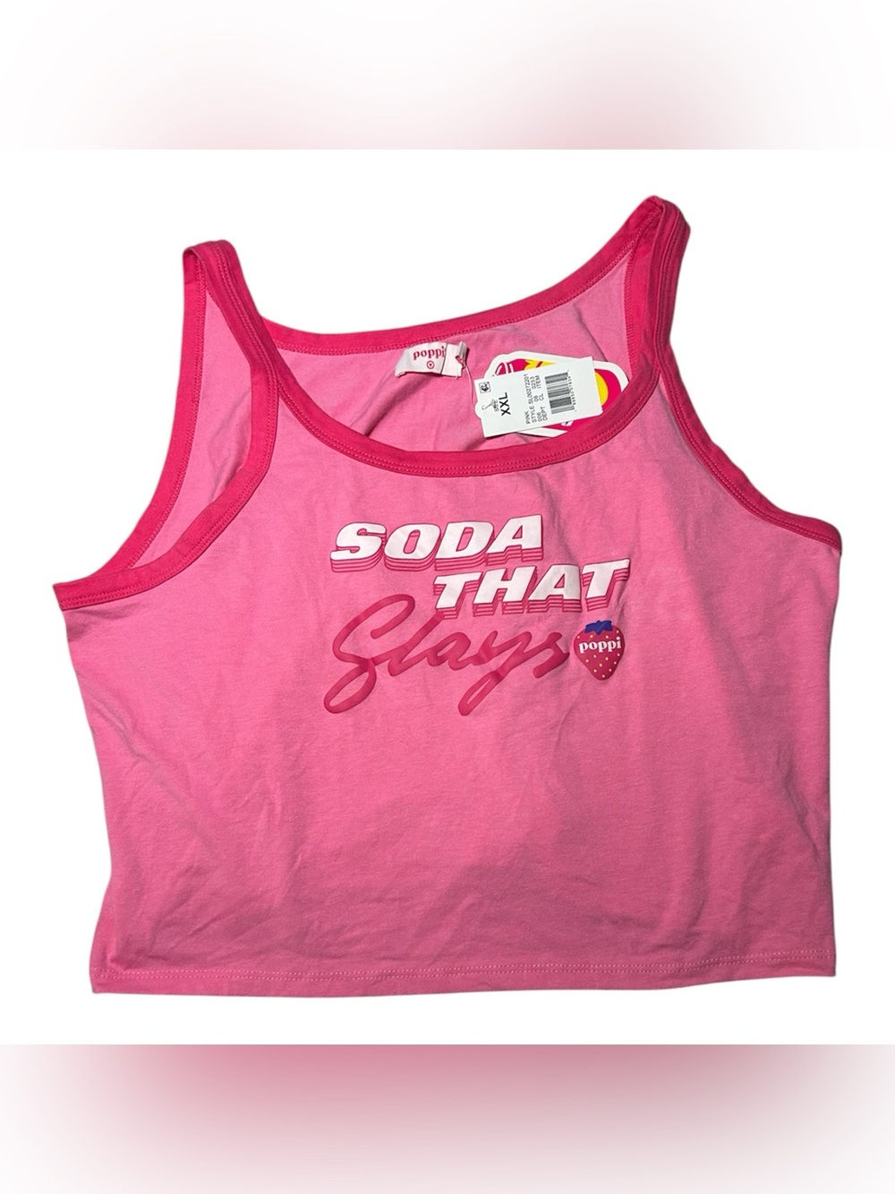 Poppi x Target Soda That Slays Pink Crop Tank Top XXL NWT Prebiotic Soda Merch